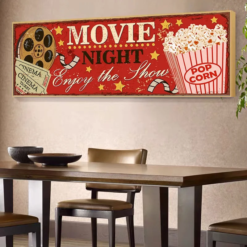 Cinema Sign Canvas Painting Ab - Home Cinema Usa ulasan dan harga