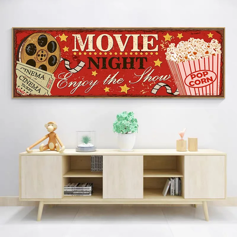 Cinema Sign Canvas Painting Ab - Home Cinema Usa ulasan dan harga