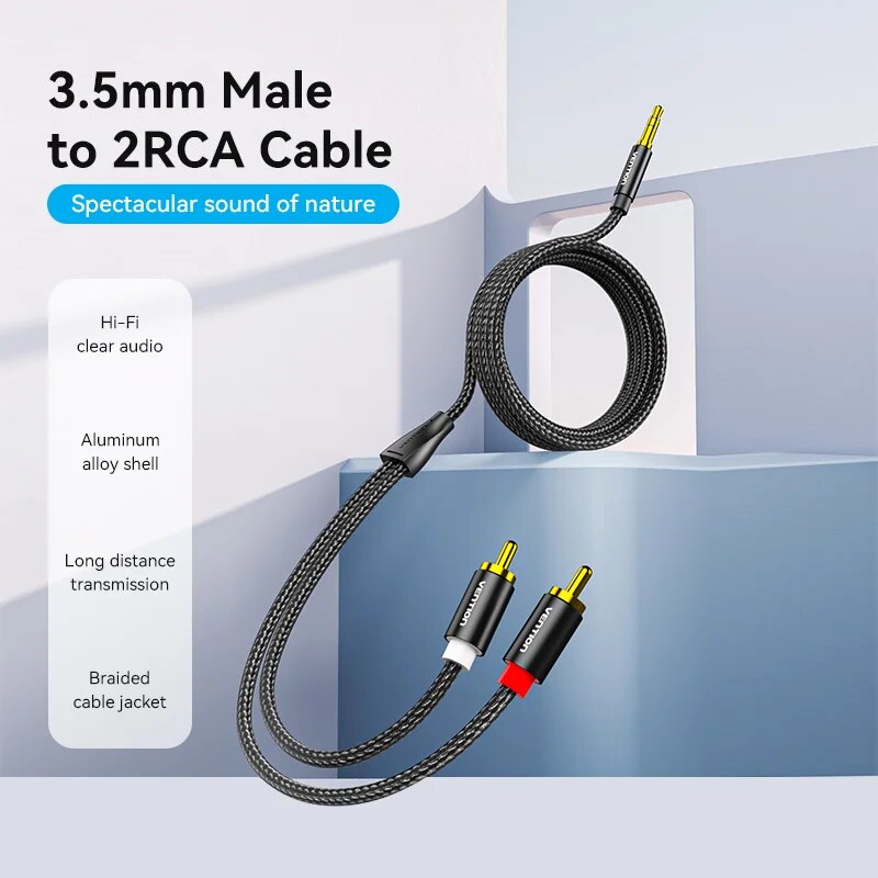 Vention RCA Cable 3.5mm to 2RC - Home Cinema Pc ulasan dan harga