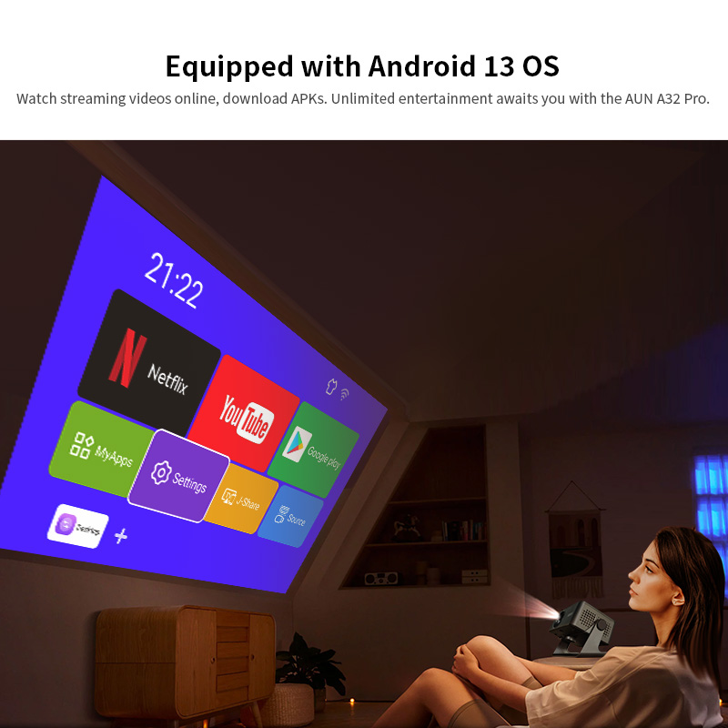 AUN A32 Pro Android 13 Project - Home Cinema Pc ulasan dan harga