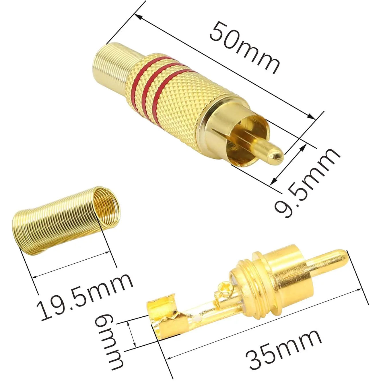 4PCS RCA Plug Gold Plated Sold - Home Cinema Amplifier ulasan dan harga